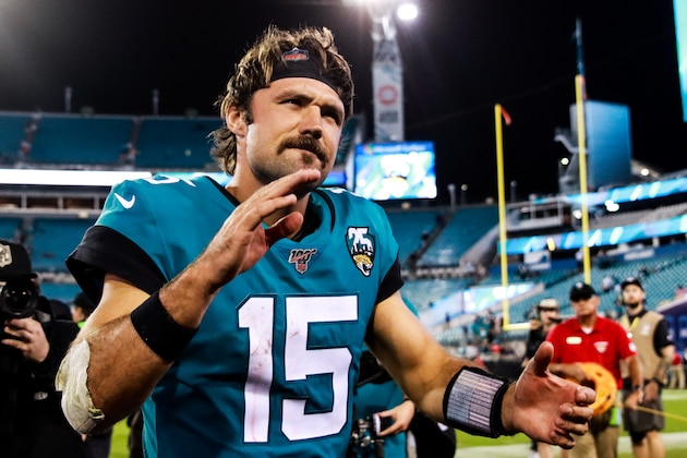 JACKSONVILLE, FLORIDA - SEPTEMBER 19: Jacksonville Jaguars quarterback Gardner Minshew II 15 after defeating the Tennessee Titans at TIAA Bank Field on September 19, 2019 in Jacksonville, Florida. (Photo by Harry Aaron/Getty Images)
