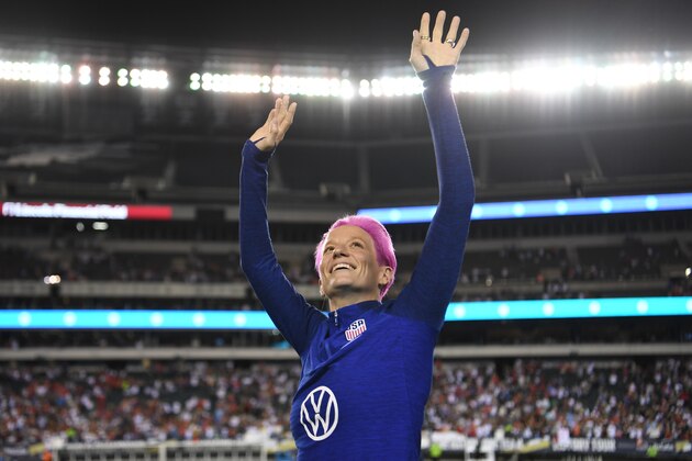 PHILADELPHIA, PA - AUGUST 29: Megan Rapinoe #15 of the United States after the USWNT 2019 Victory Tour match versus Portugal at Lincoln Financial Field on August 29, 2019 in Philadelphia, Pennsylvania. (Photo by Brad Smith/ISI Photos/Getty Images).
