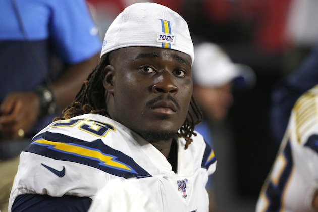 Los Angeles Chargers free safety Derwin James (33) during the first half of an NFL preseason football game against the Arizona Cardinals, Thursday, Aug. 8, 2019, in Glendale, Ariz. (AP Photo/Rick Scuteri)