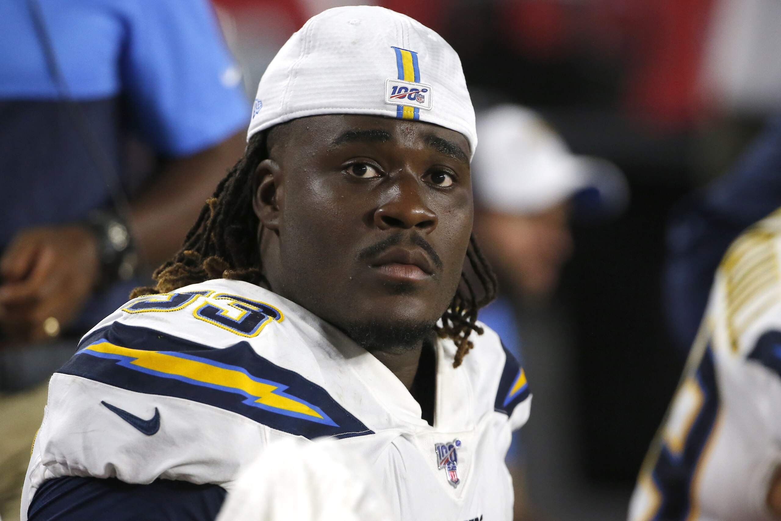 Los Angeles Chargers free safety Derwin James (33) during the first half of an NFL preseason football game against the Arizona Cardinals, Thursday, Aug. 8, 2019, in Glendale, Ariz. (AP Photo/Rick Scuteri)