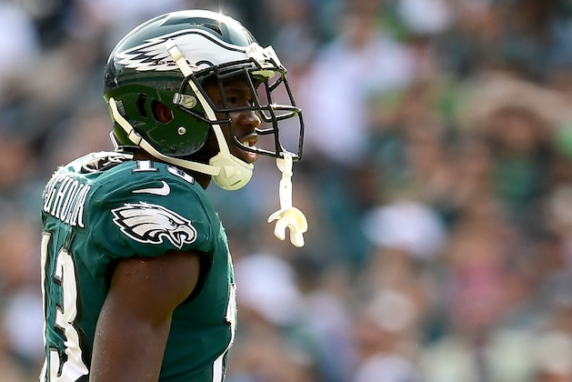 PHILADELPHIA, PENNSYLVANIA - SEPTEMBER 22: Nelson Agholor #13 of the Philadelphia Eagles looks on during their game against the Detroit Lions at Lincoln Financial Field on September 22, 2019 in Philadelphia, Pennsylvania. The Lions won 27-24. (Photo by Emilee Chinn/Getty Images)