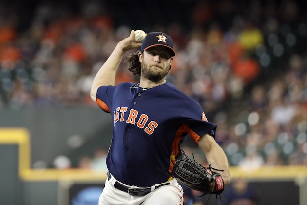 Houston Astros' Gerrit Cole throws against the Seattle Mariners during the first inning of a baseball game Sunday, Sept. 8, 2019, in Houston. (AP Photo/David J. Phillip)