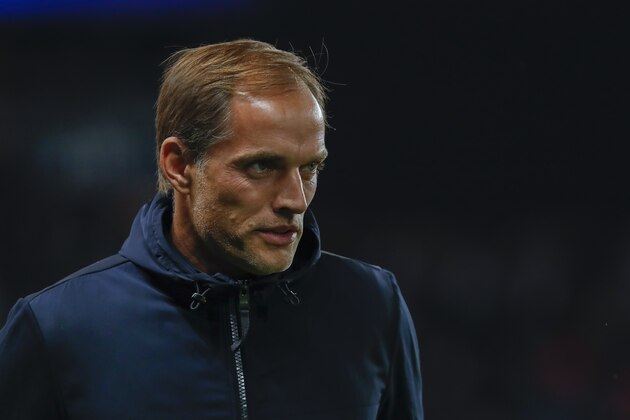 PARIS, FRANCE - SEPTEMBER 25: Thomas Tuchel Head Coach of Paris Saint-Germain looks on before the Ligue 1 match between Paris Saint-Germain and Stade Reims at Parc des Princes on September 25, 2019 in Paris, France. (Photo by Catherine Steenkeste/Getty Images)