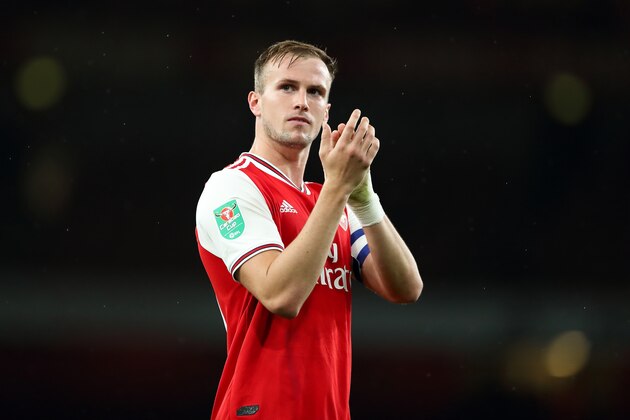 LONDON, ENGLAND - SEPTEMBER 24: Rob Holding of Arsenal during the Carabao Cup Third Round match between Arsenal and Nottingham Forest at Emirates Stadium on September 24, 2019 in London, England. (Photo by James Williamson - AMA/Getty Images)