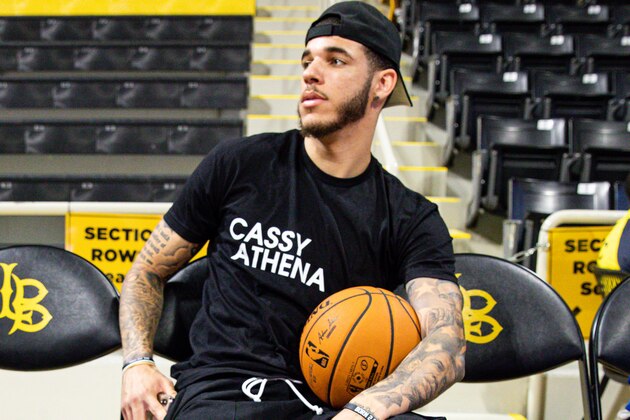 LONG BEACH, CALIFORNIA - AUGUST 17: Lonzo Ball watches courtside at Jordan Bell's First Annual Race to Erase MS Celebrity Basketball Game at California State University Long Beach on August 17, 2019 in Long Beach, California. (Photo by Cassy Athena/Getty Images)