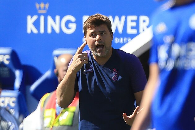 Tottenham Hotspur's Argentinian head coach Mauricio Pochettino shouts instructions to his players from the touchline during the English Premier League football match between Leicester City and Tottenham Hotspur at King Power Stadium in Leicester, central England on September 21, 2019. (Photo by Lindsey Parnaby / AFP) / RESTRICTED TO EDITORIAL USE. No use with unauthorized audio, video, data, fixture lists, club/league logos or 'live' services. Online in-match use limited to 120 images. An additional 40 images may be used in extra time. No video emulation. Social media in-match use limited to 120 images. An additional 40 images may be used in extra time. No use in betting publications, games or single club/league/player publications. /         (Photo credit should read LINDSEY PARNABY/AFP/Getty Images)