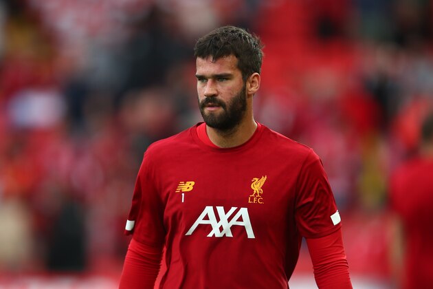 LIVERPOOL, ENGLAND - AUGUST 09: Alisson Becker of Liverpool during the Premier League match between Liverpool FC and Norwich City at Anfield on August 9, 2019 in Liverpool, United Kingdom. (Photo by Robbie Jay Barratt - AMA/Getty Images)