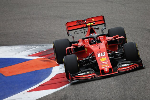 SOCHI, RUSSIA - SEPTEMBER 27: Charles Leclerc of Monaco driving the (16) Scuderia Ferrari SF90 on track during practice for the F1 Grand Prix of Russia at Sochi Autodrom on September 27, 2019 in Sochi, Russia. (Photo by Charles Coates/Getty Images)