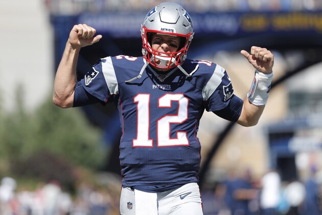 New England Patriots quarterback Tom Brady before an NFL football game against the New York Jets at Gillette Stadium, Sunday, Sept. 22, 2019 in Foxborough, Mass. (Winslow Townson/AP Images for Panini)