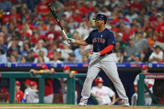 PHILADELPHIA, PA - SEPTEMBER 14: Rafael Devers #11 of the Boston Red Sox in action against the Philadelphia Phillies during a game at Citizens Bank Park on September 14, 2019 in Philadelphia, Pennsylvania. (Photo by Rich Schultz/Getty Images)
