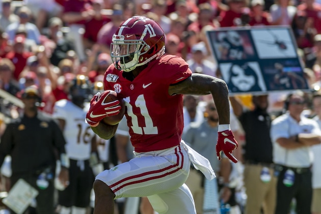 Alabama wide receiver Henry Ruggs III (11) during the first half of an NCAA college football game against Southern Miss, Saturday, Sept. 21, 2019, in Tuscaloosa, Ala. (AP Photo/Vasha Hunt)