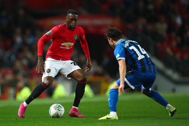 MANCHESTER, ENGLAND - SEPTEMBER 25:  Aaron Wan-Bissaka of Manchester United during the Carabao Cup Third Round match between Manchester United and Rochdale AFC at Old Trafford on September 25, 2019 in Manchester, England. (Photo by Robbie Jay Barratt - AMA/Getty Images)