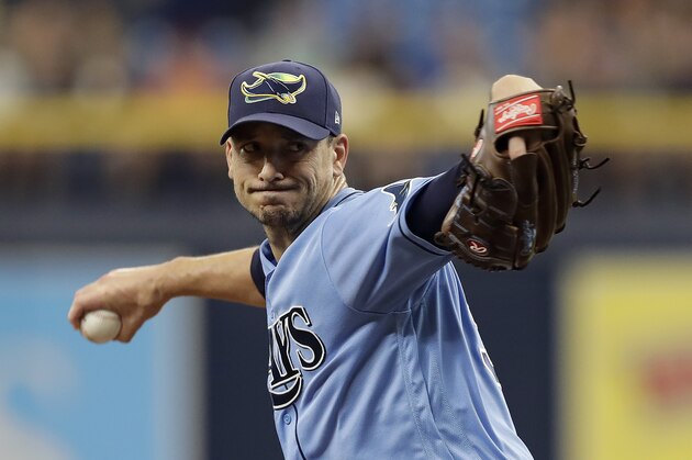 Tampa Bay Rays starting pitcher Charlie Morton delivers to the Cleveland Indians during the first inning of a baseball game Sunday, Sept. 1, 2019, in St. Petersburg, Fla. (AP Photo/Chris O'Meara)