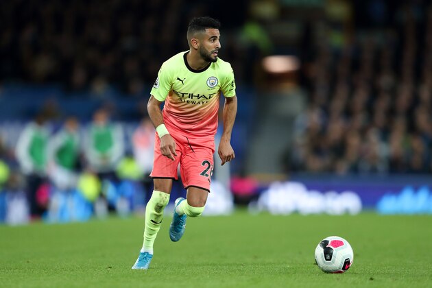 LIVERPOOL, ENGLAND - SEPTEMBER 28: Riyad Mahrez of Manchester City during the Premier League match between Everton FC and Manchester City at Goodison Park on September 28, 2019 in Liverpool, United Kingdom. (Photo by James Williamson - AMA/Getty Images)