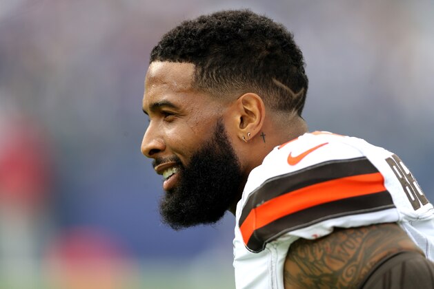 BALTIMORE, MARYLAND - SEPTEMBER 29: Wide receiver Odell Beckham #13 of the Cleveland Browns looks on before playing against the Baltimore Ravens in the game at M&T Bank Stadium on September 29, 2019 in Baltimore, Maryland. (Photo by Rob Carr/Getty Images)