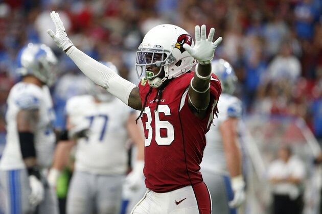 GLENDALE, ARIZONA - SEPTEMBER 08: Safety D.J. Swearinger #36 of the Arizona Cardinals celebrates an incomplete pass by the Detroit Lions during the second half of the NFL football game at State Farm Stadium on September 08, 2019 in Glendale, Arizona. The game ended with the Cardinals and Lions tied 27-27. (Photo by Ralph Freso/Getty Images) GLENDALE, ARIZONA - SEPTEMBER 08: Safety D.J. Swearinger #36 of the Arizona Cardinals celebrates an incomplete pass by the Detroit Lions during the second half of the NFL football game at State Farm Stadium on September 08, 2019 in Glendale, Arizona. The game ended with the Cardinals and Lions tied 27-27. (Photo by Ralph Freso/Getty Images)