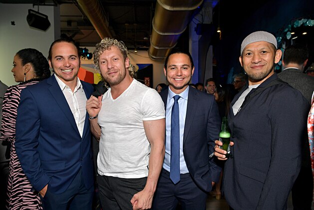 BEVERLY HILLS, CALIFORNIA - JULY 24: (L-R) Nick Jackson, Kenny Omega, Matt Jackson and Michael Nakazawa attend WarnerMedia's A Midsummer Daydream TCA afterparty at Spring Place on July 24, 2019 in Beverly Hills, California. 596650.  (Photo by Emma McIntyre/Getty Images for WarnerMedia)