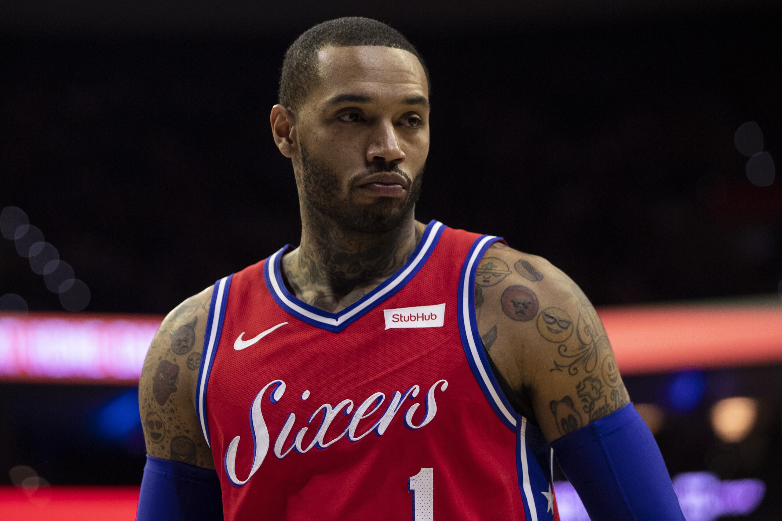 Philadelphia 76ers' Mike Scott looks on during the second half of an NBA basketball game against the Cleveland Cavaliers, Tuesday, March 12, 2019, in Philadelphia. The 76ers won 106-99. (AP Photo/Chris Szagola) Philadelphia 76ers' Mike Scott looks on during the second half of an NBA basketball game against the Cleveland Cavaliers, Tuesday, March 12, 2019, in Philadelphia. The 76ers won 106-99. (AP Photo/Chris Szagola)