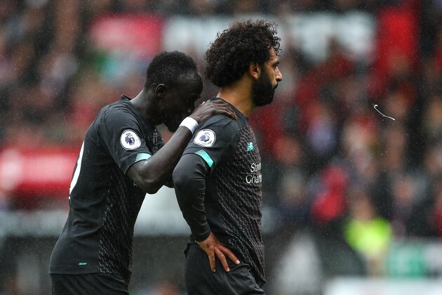 SHEFFIELD, ENGLAND - SEPTEMBER 28: Sadio Mane of Liverpool and Mohamed Salah of Liverpool during the Premier League match between Sheffield United and Liverpool FC at Bramall Lane on September 28, 2019 in Sheffield, United Kingdom. (Photo by Robbie Jay Barratt - AMA/Getty Images)