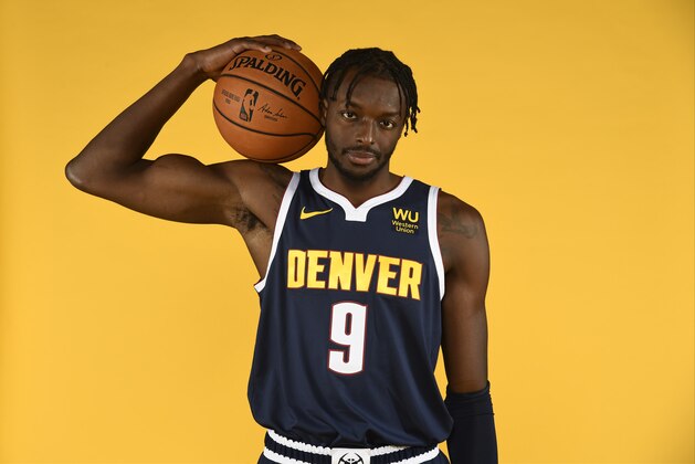 DENVER, CO - SEPTEMBER 30: Jerami Grant #9 of the Denver Nuggets poses for a portrait during the Denver Nuggets Media Day  at Pepsi Center on September 30, 2019 in Denver, Colorado. NOTE TO USER: User expressly acknowledges and agrees that, by downloading and/or using this photograph, user is consenting to the terms and conditions of the Getty Images License Agreement. (Photo by Justin Tafoya/Getty Images)