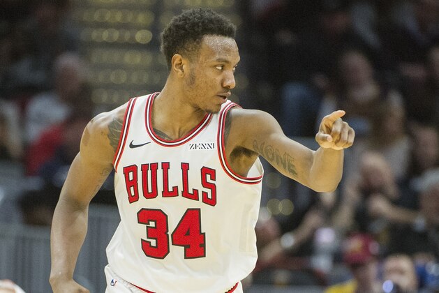 Chicago Bulls' Wendell Carter Jr. (34) plays against the Cleveland Cavaliers during the second half of an NBA basketball game in Cleveland, Sunday, Dec. 23, 2018. (AP Photo/Phil Long)