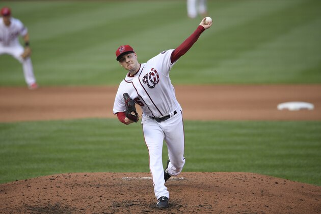 Washington Nationals starting pitcher Patrick Corbin delivers a pitch during a baseball game against the Cleveland Indians, Saturday, Sept. 28, 2019, in Washington. The Nationals won 10-7. (AP Photo/Nick Wass)