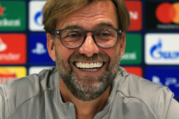 Liverpool's German manager Jurgen Klopp attends a press conference at Anfield stadium in Liverpool, north west England on October 1, 2019, on the eve of their UEFA Champions League Group E football match against FC Salzburg. (Photo by Lindsey Parnaby / AFP)        (Photo credit should read LINDSEY PARNABY/AFP/Getty Images)