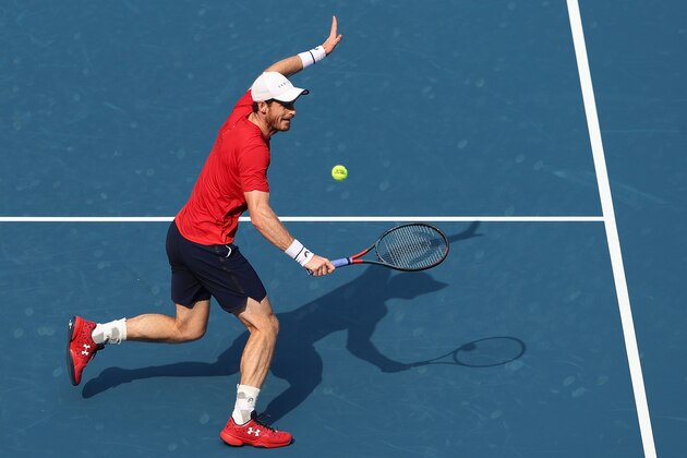 BEIJING, CHINA - OCTOBER 02:  Andy Murray of Great Britain in action against Cameron Norrie of Great Britain during the Men's singles 2 round of 2019 China Open at the China National Tennis Center on October 2, 2019 in Beijing, China.  (Photo by Lintao Zhang/Getty Images)