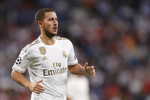 Eden Hazard of Real Madrid during the UEFA Champions League group A match between Real Madrid and Club Brugge at the Santiago Bernabeu stadium on October 01, 2019 in Madrid, Spain(Photo by VI Images via Getty Images)