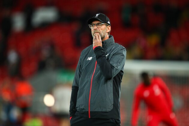 LIVERPOOL, ENGLAND - OCTOBER 02: Liverpool manager / head coach Jurgen Klopp during the UEFA Champions League group E match between Liverpool FC and RB Salzburg at Anfield on October 2, 2019 in Liverpool, United Kingdom. (Photo by Robbie Jay Barratt - AMA/Getty Images)