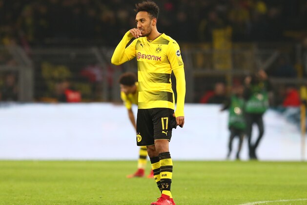 DORTMUND, GERMANY - JANUARY 27: Pierre-Emerick Aubameyang of Dortmund looks dejected after the Bundesliga match between Borussia Dortmund and Sport-Club Freiburg at Signal Iduna Park on January 27, 2018 in Dortmund, Germany. (Photo by TF-Images/TF-Images via Getty Images)