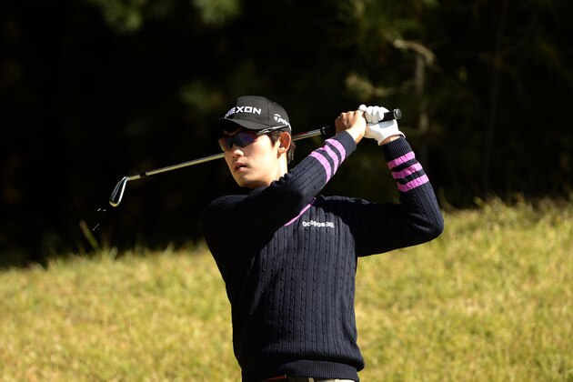 Kim Bi-o of Korea takes a shot on the course during the Pro-Am competition of the Kolon Korea Open at Woo Jeong Hills Country Club near Cheonan, on 16 October 2013. The one billion won (around U.S. $950,000) tournament is part of the OneAsia circuit. AFP PHOTO / PAUL LAKATOS -----EDITORS NOTE --- RESTRICTED TO EDITORIAL USE - MANDATORY CREDIT