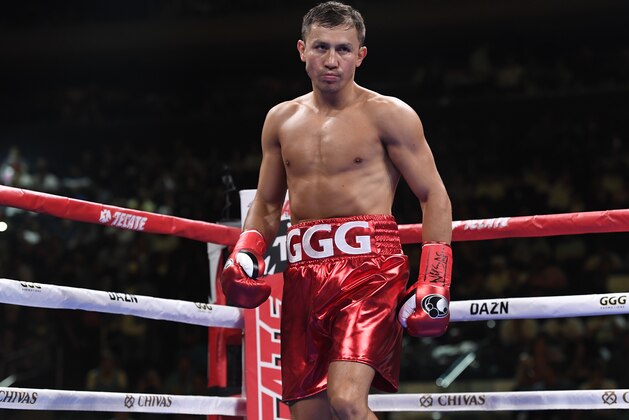 NEW YORK, NEW YORK - JUNE 08: Gennady Golovkin of Kazakhstan looks on during his Super Middleweights fight against Steve Rolls of Canada at Madison Square Garden on June 08, 2019 in New York City. (Photo by Sarah Stier/Getty Images)