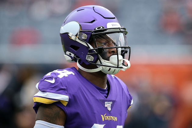 CHICAGO, ILLINOIS - SEPTEMBER 29:  Stefon Diggs #14 of the Minnesota Vikings looks on before the game against the Chicago Bears at Soldier Field on September 29, 2019 in Chicago, Illinois. (Photo by Dylan Buell/Getty Images)