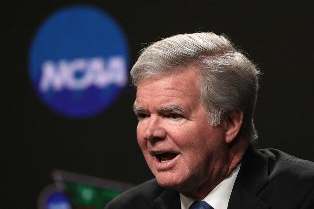 MINNEAPOLIS, MINNESOTA - APRIL 04: President of the National Collegiate Athletic Association Mark Emmert speaks to the media ahead of the Men's Final Four at U.S. Bank Stadium on April 04, 2019 in Minneapolis, Minnesota. (Photo by Maxx Wolfson/Getty Images)
