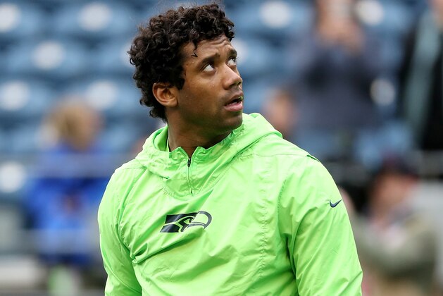 SEATTLE, WASHINGTON - OCTOBER 03: Quarterback Russell Wilson #3 of the Seattle Seahawks walks on the field before the game against the Los Angeles Rams at CenturyLink Field on October 03, 2019 in Seattle, Washington. (Photo by Abbie Parr/Getty Images)