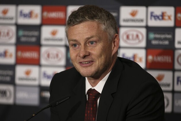 THE HAGUE, NETHERLANDS - OCTOBER 3: Coach of Manchester United Ole Gunnar Solskjaer answers to the media during the post-match press conference following the UEFA Europa League group L match between AZ Alkmaar and Manchester United (Man U) at ADO Den Haag stadium (Cars Jeans Stadion) on October 3, 2019 in The Hague, Den Haag, Netherlands. (Photo by Jean Catuffe/Getty Images)