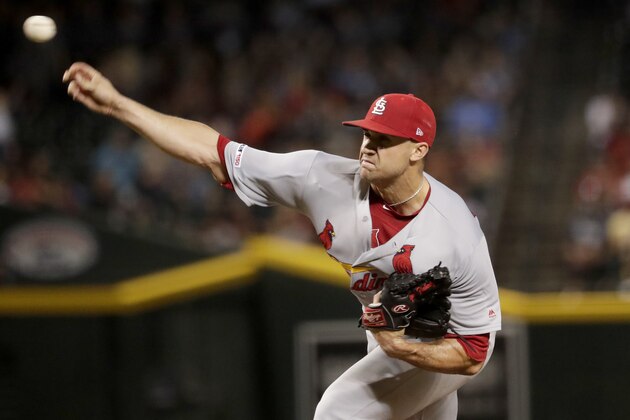 St. Louis Cardinals starting pitcher Jack Flaherty throws against the Arizona Diamondbacks during the fifth inning of a baseball game, Tuesday, Sept. 24, 2019, in Phoenix. (AP Photo/Matt York)