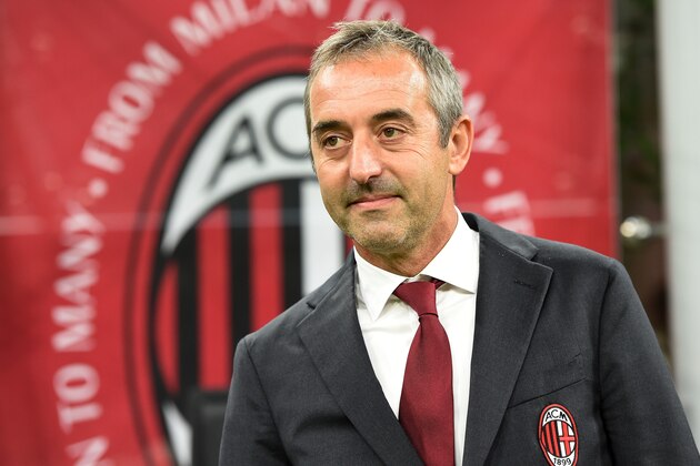 MILAN, ITALY - SEPTEMBER 21: Head coach Marco Giampaolo of Milan looks on during the Serie A match between AC Milan and FC Internazionale at Stadio Giuseppe Meazza on September 21, 2019 in Milan, Italy. (Photo by Tullio M. Puglia/Getty Images)