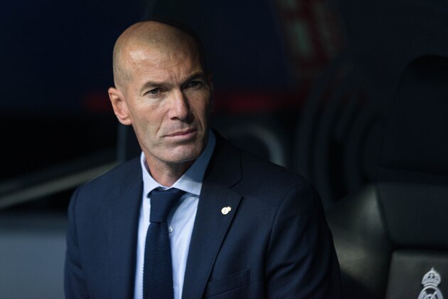 MADRID, SPAIN - OCTOBER 01: Head Coach Zinedine Zidane of Real Madrid looks on during the UEFA Champions League group A match between Real Madrid and Club Brugge KV at Bernabeu on October 1, 2019 in Madrid, Spain. (Photo by TF-Images/Getty Images)