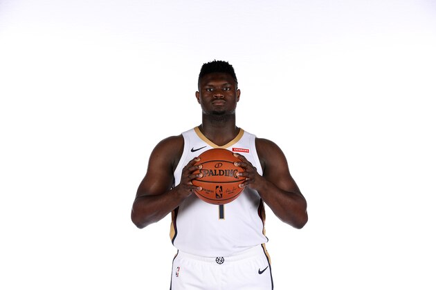METAIRIE, LOUISIANA - SEPTEMBER 30: Zion Williamson #1 of the New Orleans Pelicans poses for a photo during Media Day at the Ochsner Sports Performance Center on September 30, 2019 in Metairie, Louisiana. (Photo by Chris Graythen/Getty Images)