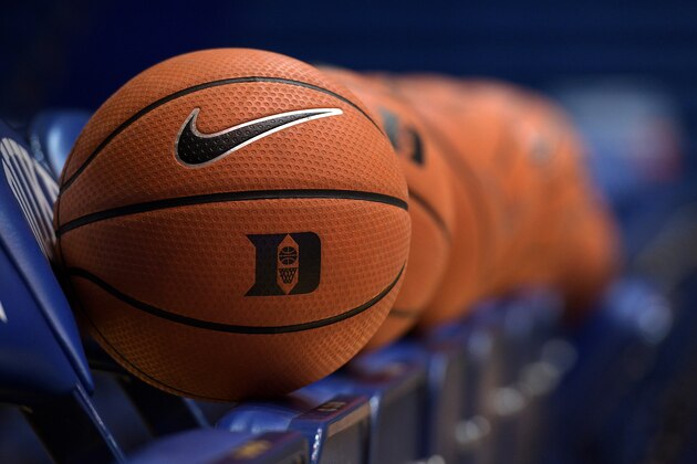DURHAM, NC - DECEMBER 05: A Nike brand basketball with the Duke logo is seen prior to the game between the St. Francis (Pa) Red Flash and the Duke Blue Devils at Cameron Indoor Stadium on December 5, 2017 in Durham, North Carolina. (Photo by Lance King/Getty Images)