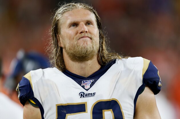 CLEVELAND, OH - SEPTEMBER 22:  Clay Matthews #52 of the Los Angeles Rams stands on the sideline during the game against the Cleveland Browns at FirstEnergy Stadium on September 22, 2019 in Cleveland, Ohio. Los Angeles defeated Cleveland 20-13. (Photo by Kirk Irwin/Getty Images)