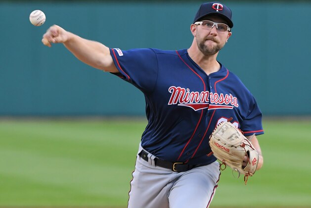 DETROIT, MI - SEPTEMBER 25:  Randy Dobnak #68 of the Minnesota Twins throws a warm-up pitch during the game against the Detroit Tigers at Comerica Park on September 25, 2019 in Detroit, Michigan. The Twins defeated the Tigers 5-1.  (Photo by Mark Cunningham/MLB Photos via Getty Images)
