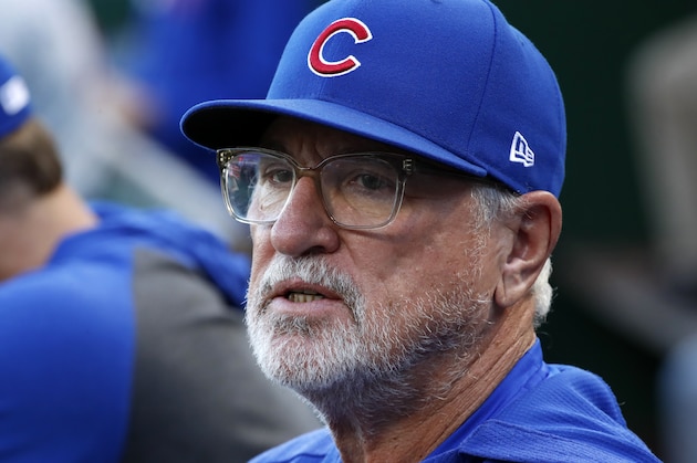 Chicago Cubs manager Joe Maddon walks in the dugout before a baseball game against the Pittsburgh Pirates in Pittsburgh, Monday, July 1, 2019. (AP Photo/Gene J. Puskar)