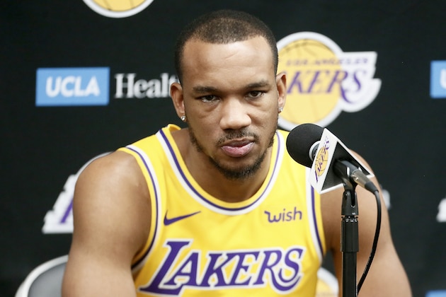 EL SEGUNDO, CA - SEPTEMBER 27: Avery Bradley #11 of the Los Angeles Lakers speaks to the media during media day on September 27, 2019 at the UCLA Health Training Center in El Segundo, California. NOTE TO USER: User expressly acknowledges and agrees that, by downloading and/or using this photograph, user is consenting to the terms and conditions of the Getty Images License Agreement. Mandatory Copyright Notice: Copyright 2019 NBAE (Photo by Chris Elise/NBAE via Getty Images)