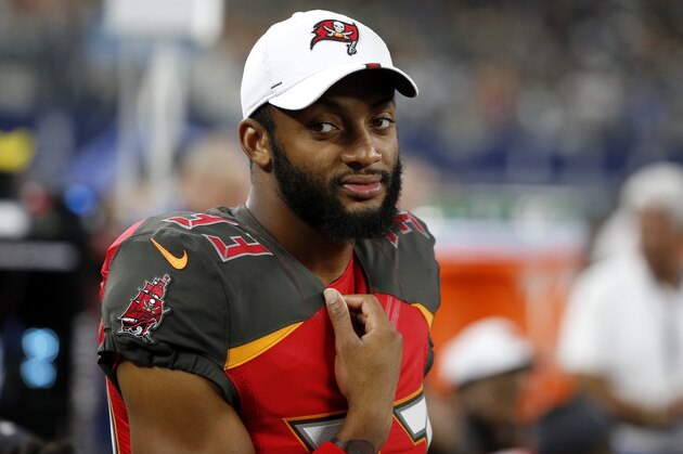 Tampa Bay Buccaneers' Carlton Davis stands on the sideline during a preseason NFL football game against the Dallas Cowboys in Arlington, Texas, Thursday, Aug. 29, 2019. (AP Photo/Michael Ainsworth)