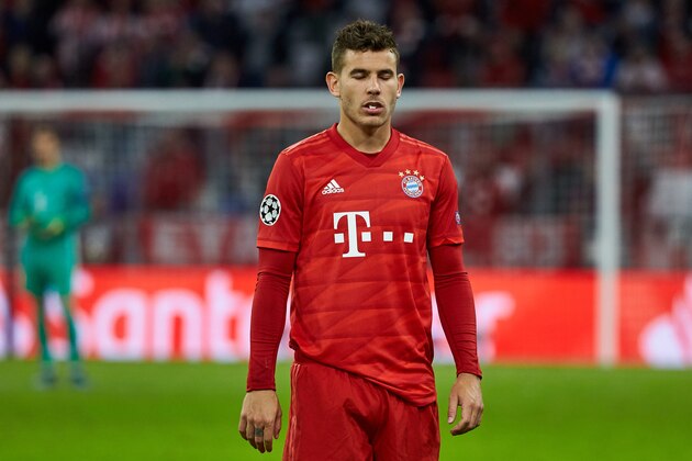 MUNICH, GERMANY - SEPTEMBER 18: Lucas Hernandez of FC Bayern Muenchen looks on during the UEFA Champions League group B match between Bayern Muenchen and Crvena Zvezda at Allianz Arena on September 18, 2019 in Munich, Germany. (Photo by TF-Images/Getty Images)