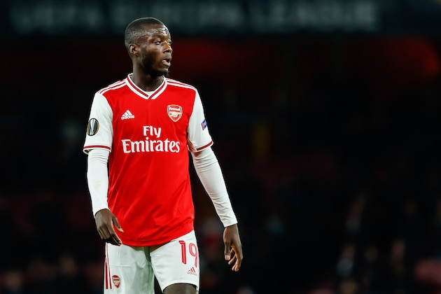 LONDON, UNITED KINGDOM - OCTOBER 03: Nicolas Pepe of FC Arsenal looks on during the UEFA Europa League group F match between Arsenal FC and Standard Liege at Emirates Stadium on October 3, 2019 in London, United Kingdom. (Photo by TF-Images/Getty Images)