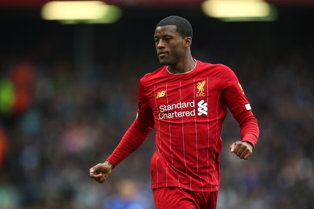 LIVERPOOL, ENGLAND - OCTOBER 05: Gini Wijnaldum of Liverpool during the Premier League match between Liverpool FC and Leicester City at Anfield on October 5, 2019 in Liverpool, United Kingdom. (Photo by Robbie Jay Barratt - AMA/Getty Images)